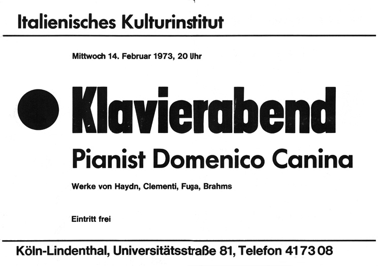 1973: Concerto a Köln-Lindenthal 1973: Concerto a Köln-Lindenthal