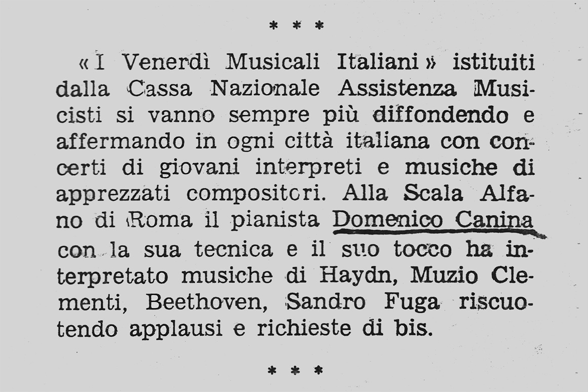 1959: dalla Rivista «I Musicisti» 1959: dalla Rivista «I Musicisti»